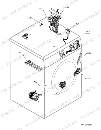 Взрыв-схема стиральной машины Rex Electrolux RWF1083EWF - Схема узла Electrical equipment 268